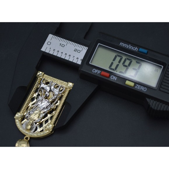 Real Solid 10K Yellow Gold Shiny Diamond Cut Saint Lazarus Pendant 10.0gr - Picture 6 of 9